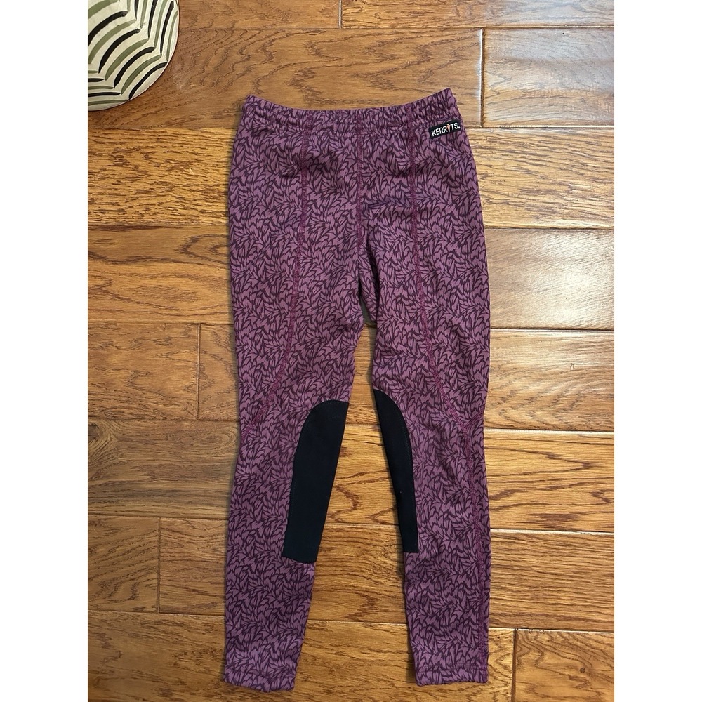 Kerrits Equestrian Riding Tights Purple Printed Knee Patch Gripper Ankle M
